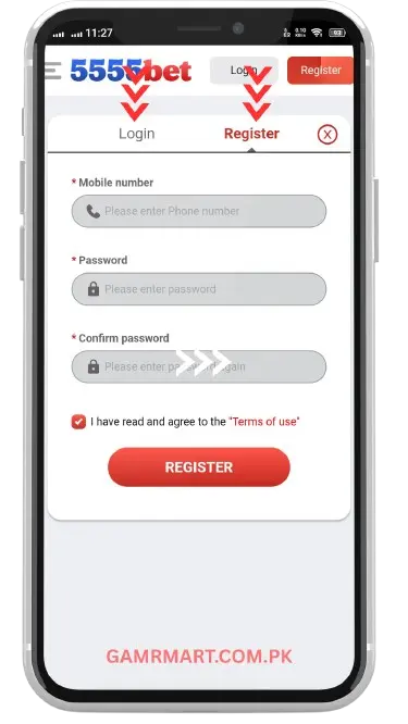 Register and Login to 5555Pak Game APK 