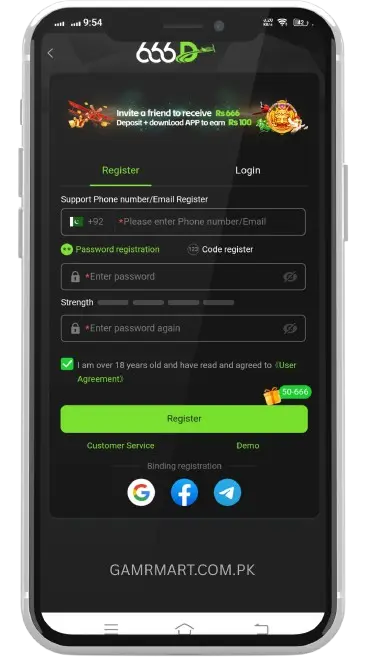 Register and Login Process with 666D Game