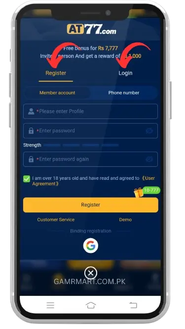 Registration and Login guide with AT77 Game 