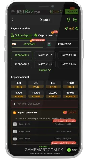 How to Deposit Money in BET877 Game?
