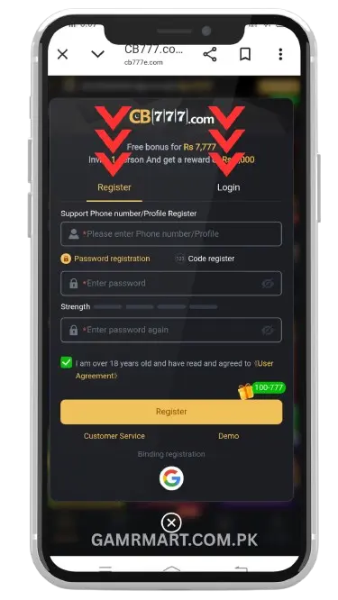 CB777 Game Download: Real Earning App for Pakistani Users 6 Register and Login Process
