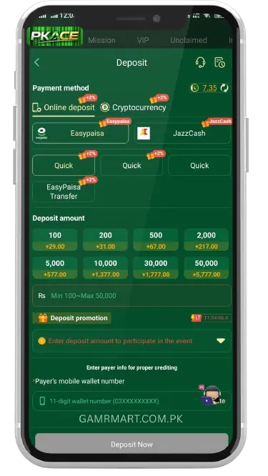 Deposit and Withdrawal Methods