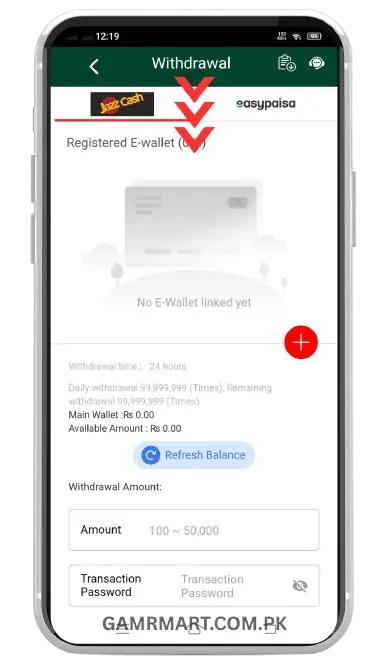 Withdraw Earning Method