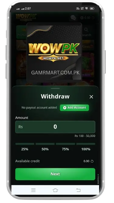 Withdrawal Money guidelines from Wowpk Game.